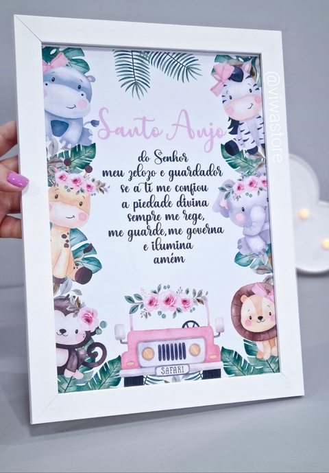 QUADRO ORAÇÃO SANTO ANJO (SAFARI BABY)