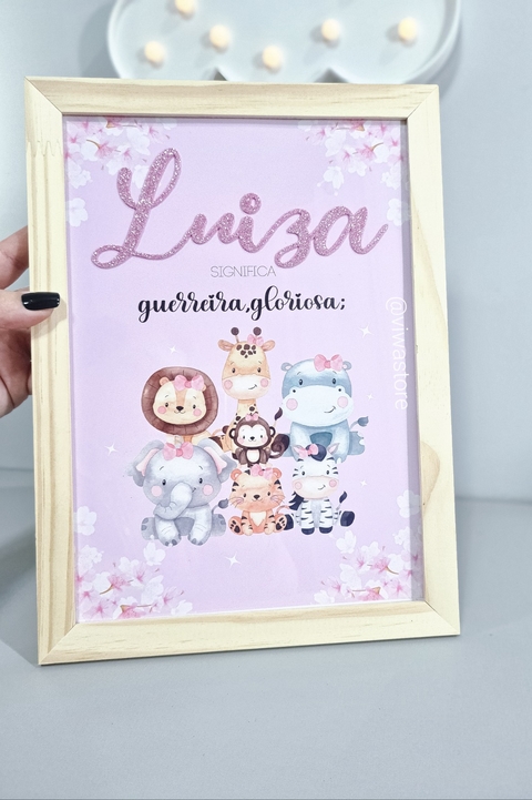QUADRO NOME + SIGNIFICADO + TEMA (SAFARI BABY FLORAL)