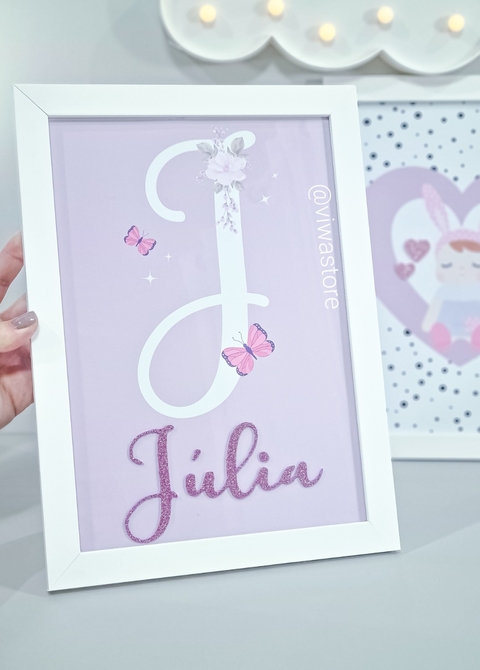 QUADRO INICIAL+NOME (FLORAL BORBOLETAS)