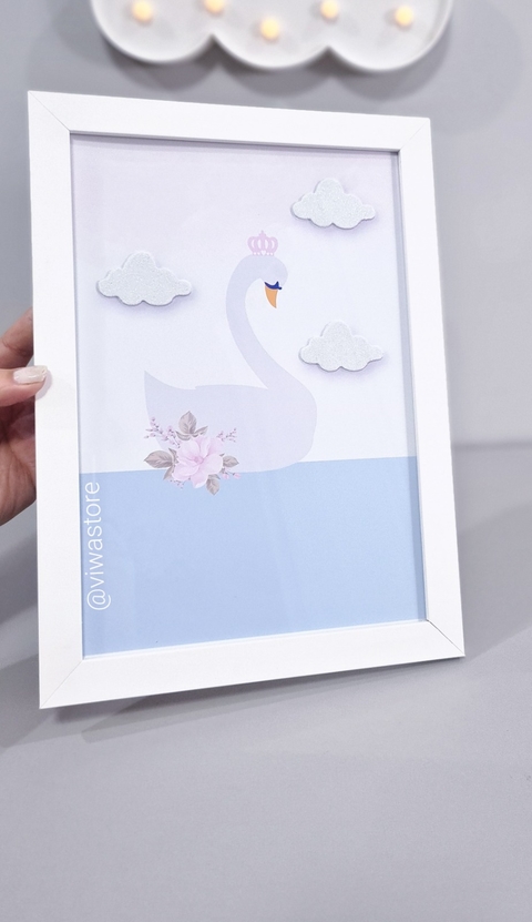 QUADRO CISNE BRANCO FLORAL