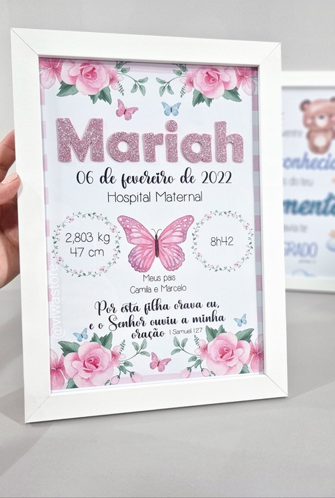 QUADRO MEU NASCIMENTO (JARDIM FLORAL DE BORBOLETAS)