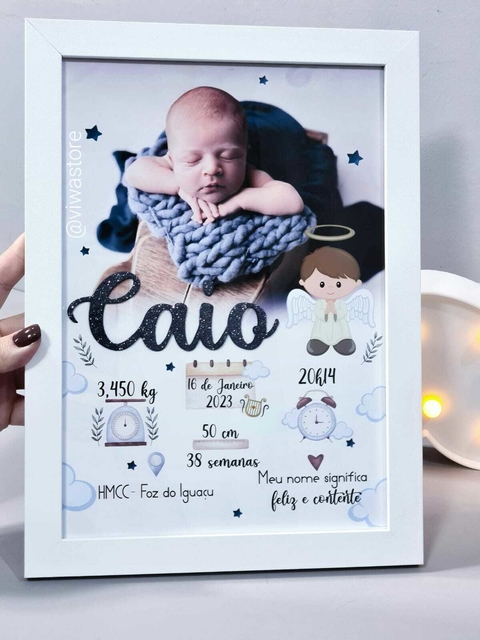 QUADRO MEU NASCIMENTO COM FOTO (ANJINHO)