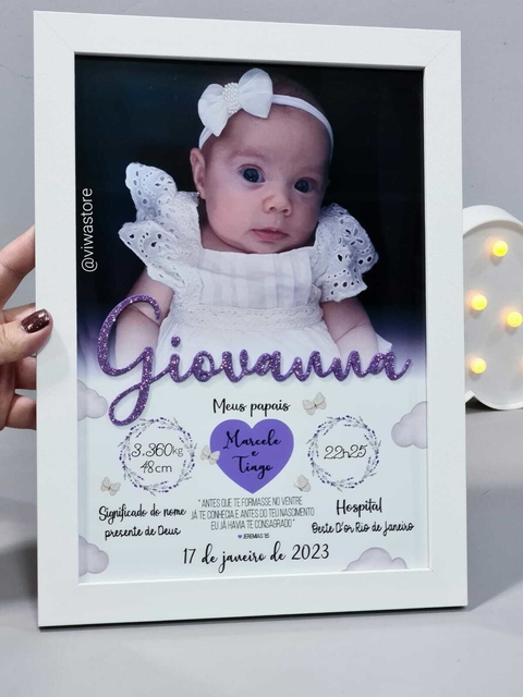 QUADRO MEU NASCIMENTO COM FOTO ( MINIMALISTA )