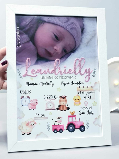 QUADRO MEU NASCIMENTO COM FOTO ( FAZENDINHA )