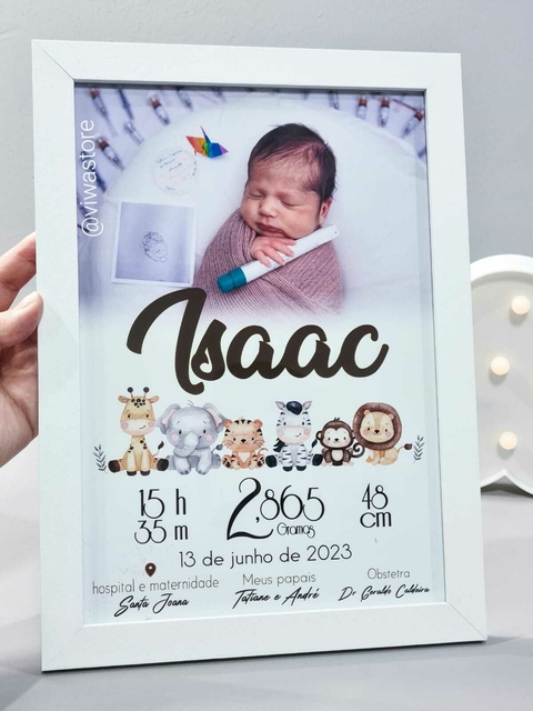 QUADRO MEU NASCIMENTO COM FOTO (SAFARI BABY )