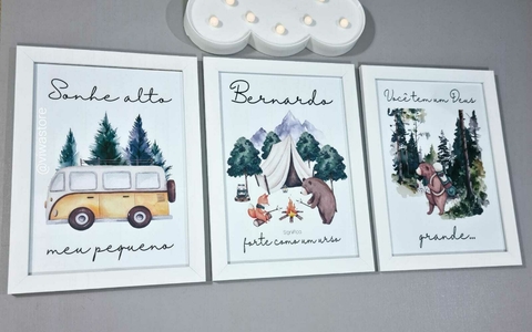 KIT COM 3 QUADROS (ACAMPAMENTO URSO DA FLORESTA)