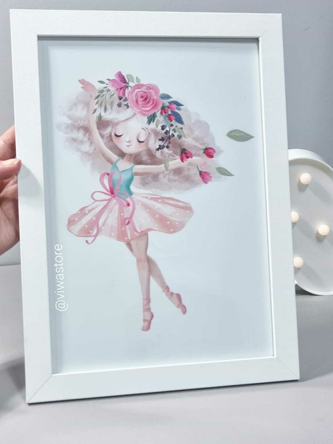 QUADRO TEMA BAILARINA FLORAL