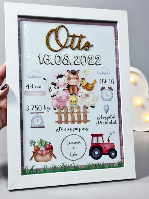 QUADRO MEU NASCIMENTO ( FAZENDINHA AQUARELA )