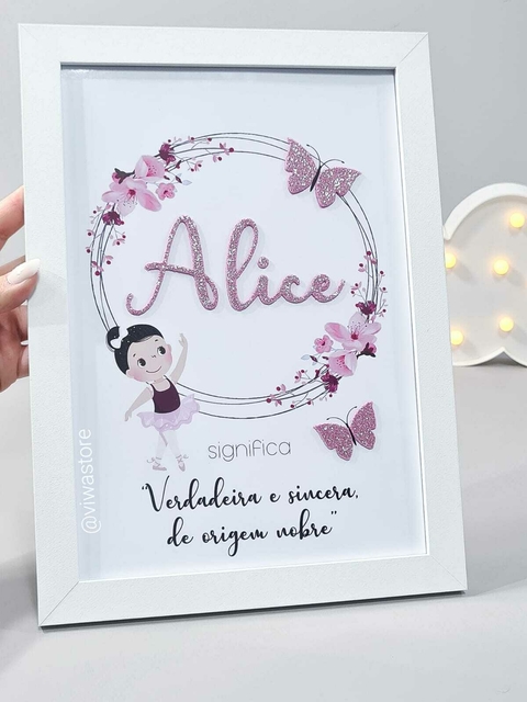 QUADRO NOME + SIGNIFICADO ( BAILARINA E BORBOLETAS )