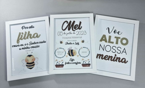 KIT COM 3 QUADROS (JARDIM DE ABELINHAS)