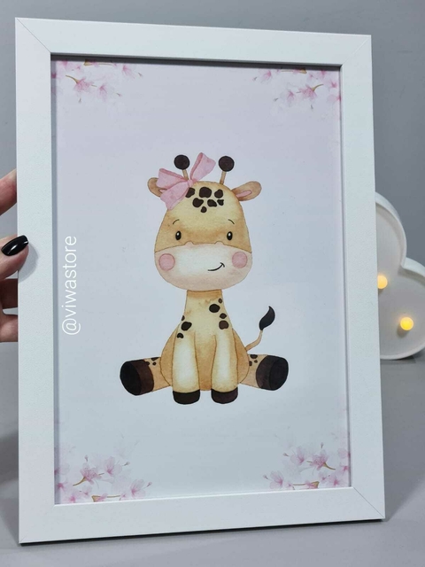 QUADRO TEMA GIRAFA AQUARELA ( SAFARI BABY )