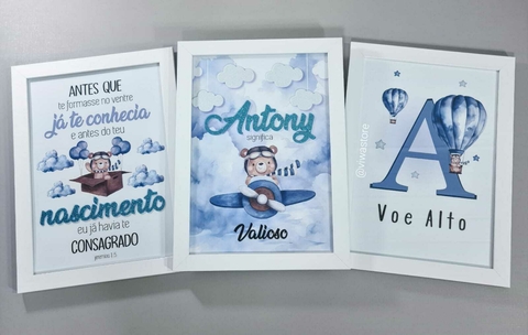 KIT COM 3 QUADROS (URSINHO AVIADOR)