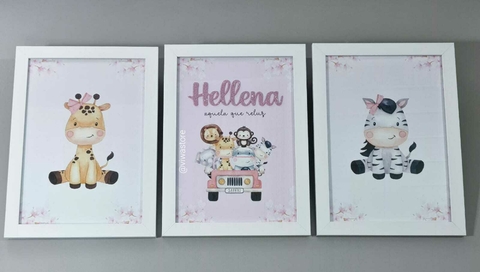 KIT COM 3 QUADROS (SAFARI BABY)