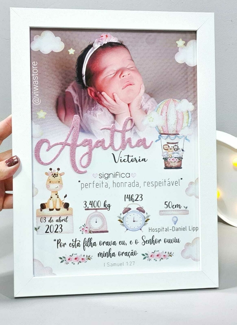 QUADRO MEU NASCIMENTO COM FOTO ( SAFARI BABY )