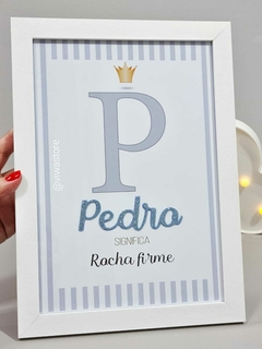 KIT COM 3 QUADROS NOMES + INICIAIS + SIGNIFICADOS + ORAÇÃO -  Quadros infantis Viwá Store