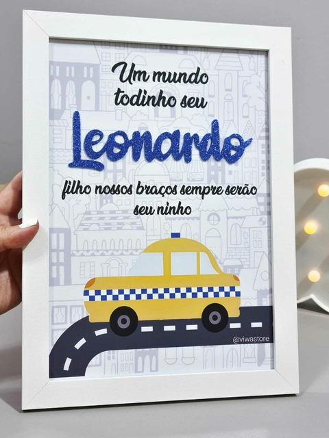 QUADRO NOME + FRASE ( CARRINHO TÁXI )