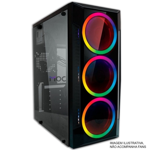 Gabinete Gamer Frontal de Acrílico e Lateral de Vidro USB, Áudio Com Garantia