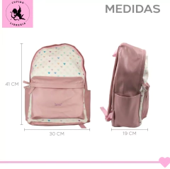 Mochila Pastel Eco Cuero 18 Pulgadas Diseño Corazones / Rayado en internet