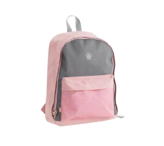 Mochila Escolar De Espalda Gris y Rosa - Diseño Best Friend