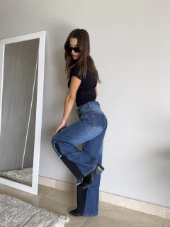 Wide Leg Mila | Azul/negro - tienda online