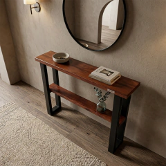 Mesa Recibidor Auxiliar madera maciza en tono Nogal
