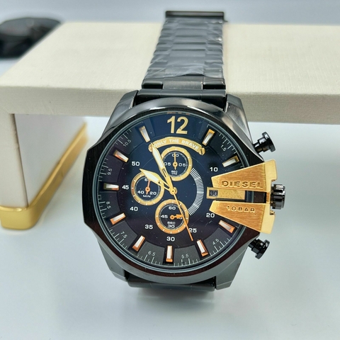 Relógio DIESEL 1OBAR Á PROVA D'ÁGUA Masculino Prateado e Dourado Banhado á Ouro 18K Aço Inoxidável