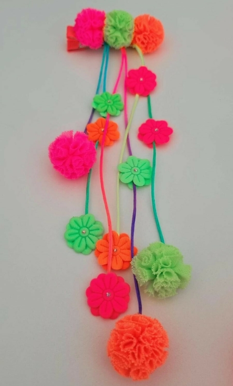 Hair Clip Neon Pompom