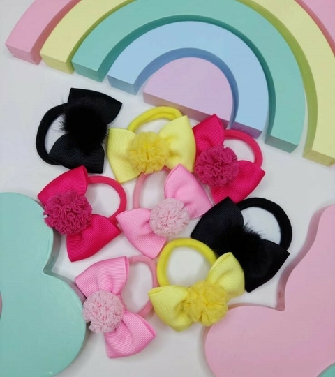 Mini Laço Gravatinha pompom