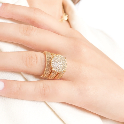 Anel Trio Zircônia Cravejada - comprar online