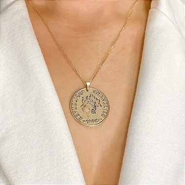 Colar Com Pingente Moeda Libra - comprar online