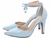 Sapato Scarpin Revestida em Verniz Azul e Taloneira Napa Bege Torricella 67016C - comprar online