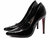 Sapato Scarpin Salto 12 Revestida em Verniz Preto e Taloneira Napa Bege Torricella 80000A