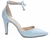 Sapato Scarpin Revestida em Verniz Azul e Taloneira Napa Bege Torricella 67016C