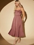 vestido saten draped neck
