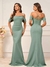 vestido off shoulder sage green flowy Plus Size XS al 4 XL - comprar online