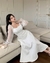 Vestido blanco jacquard - tienda online