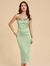 vestido open back satén verde pistacho S