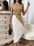 vestido asimétrico two tone premium S