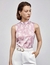 blusa satén floral pastel pink S