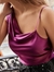 top one shoulder red violet satén M - comprar online