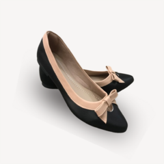 Sapatilha Bico Arredondado Laço Preto Bronze - comprar online