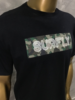 CAMISETA SURFLY CAMUFLA - ESTAMPA EM SILK - ALGODÃO PRETO G - loja online