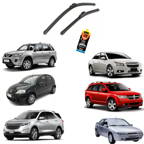 Par Limpador Silicone C3 Cruze Corolla Ecosport Compass Toro
