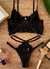 Conjunto de lingerie de renda sem bojo com aro sutiã cropped com barbatana calcinha fio de regulagem strapp - DanieleFrancoLingerie