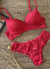 Conjunto de lingerie de renda com bojo e base detalhe de plissado calcinha de renda e forro de algodão - loja online