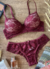 Conjunto de lingerie em renda com bojo e base detalhe de plissado calcinha de renda e forro de algodão na internet