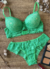 Conjunto de lingerie de renda com bojo e base detalhe de plissado calcinha de renda e forro de algodão - comprar online