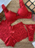 Conjunto de lingerie em renda sutiã de bojo aro separado calcinha fio de tiras lateral e calecon - loja online