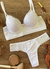 Conjunto de lingerie em renda e microfibra sutiã com elástico e calcinha fio duplo - loja online