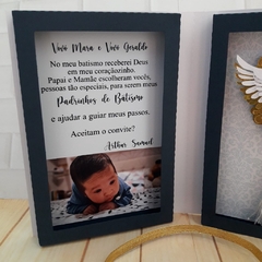 Imagem do Convite Padrinhos Batismo Azul e Dourado com foto